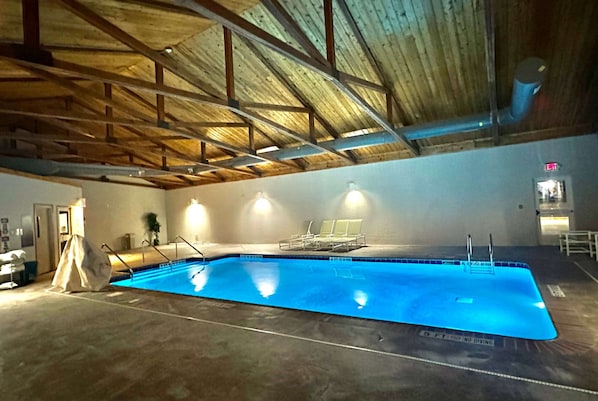 Indoor pool, open 9:00 AM to 11:00 PM, sun loungers