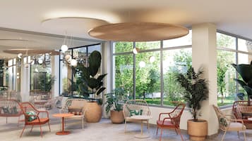 Petit déjeuner, déjeuner et dîner servis sur place, vue sur la piscine