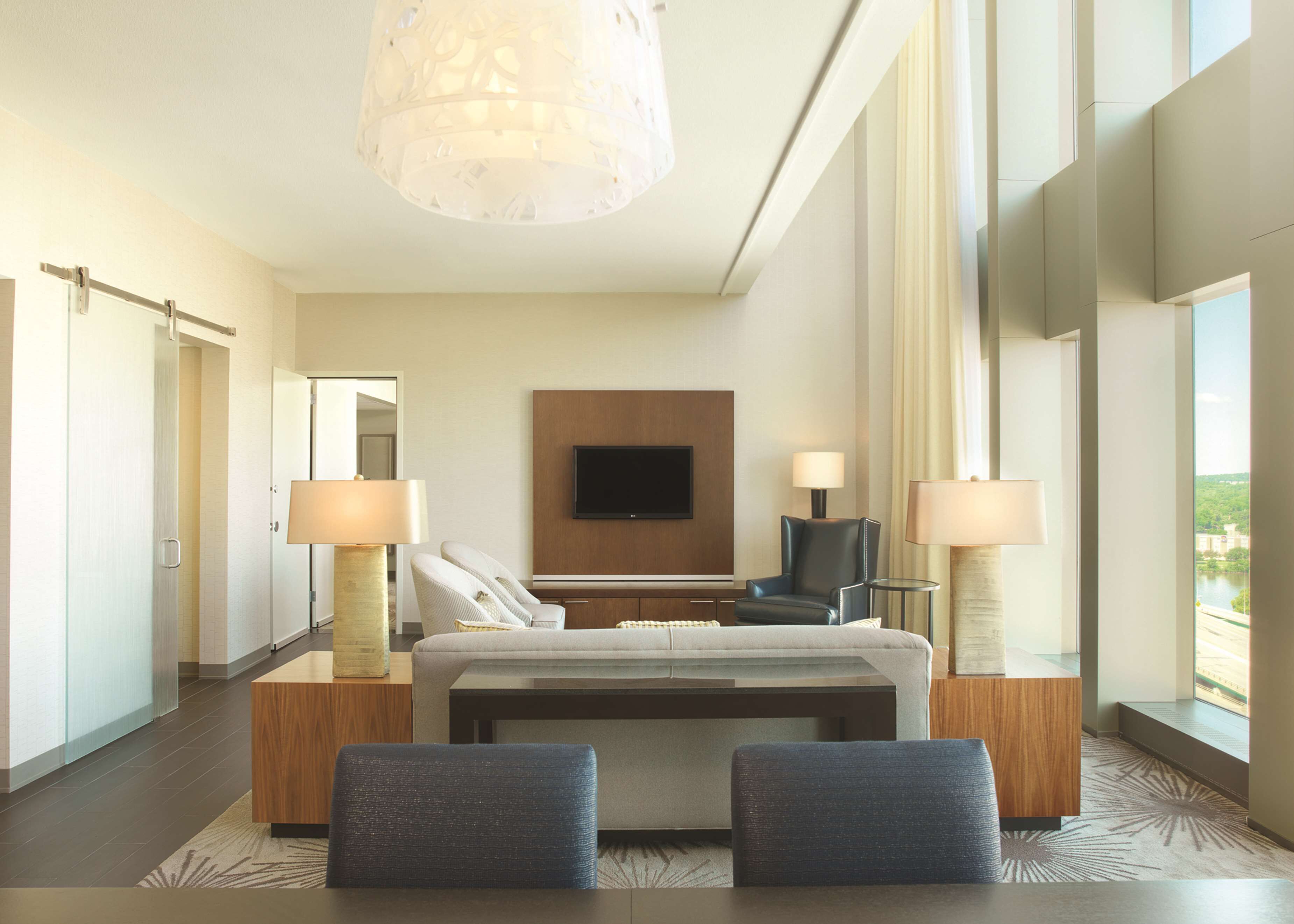 42-inch LCD TV with premium channels, TV, iPod dock