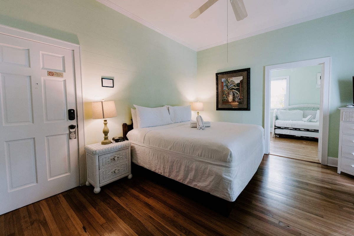 King Suite Balcony - James House | 1 bedroom, premium bedding, pillowtop beds, individually decorated