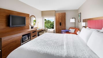 Premium bedding, desk, blackout drapes, iron/ironing board