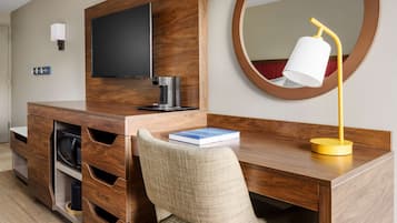 Premium bedding, desk, blackout curtains, iron/ironing board