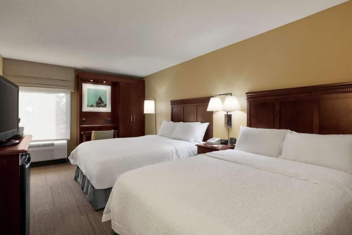 Premium bedding, desk, blackout drapes, iron/ironing board