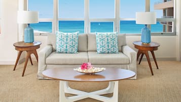 Grand Suite, 1 Bedroom, Ocean View (Leahi) | Living area | 49-inch LCD TV with cable channels, TV