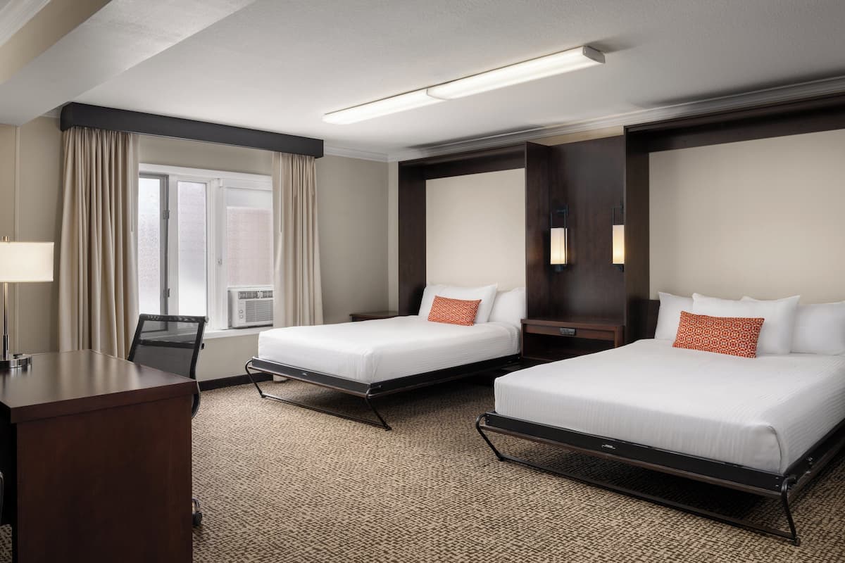 hypo-allergenic bedding, in-room safe, desk, laptop workspace