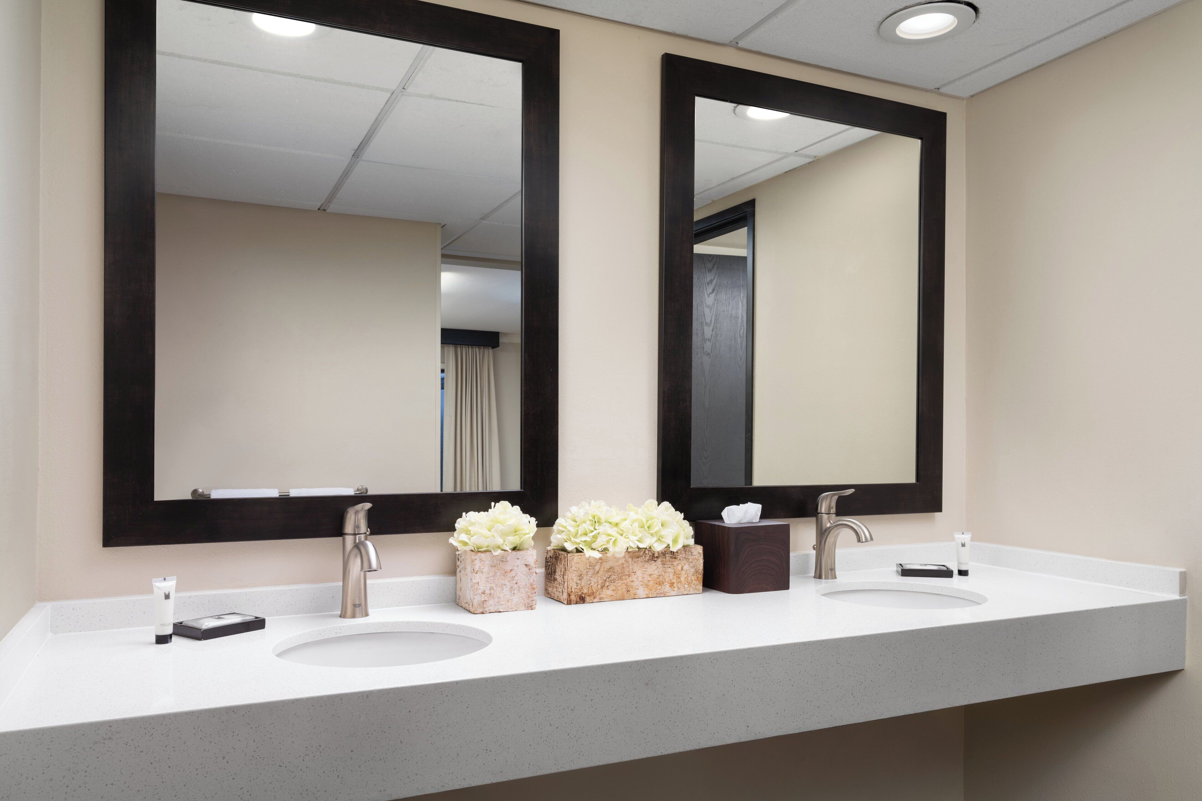 combined shower/bathtub, free toiletries, hair dryer, towels