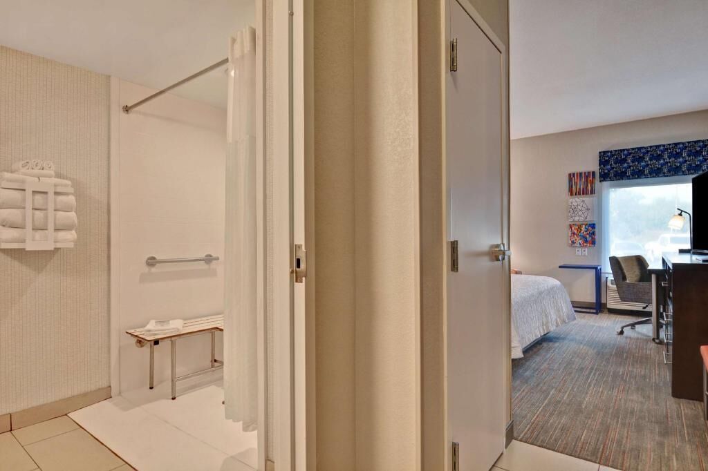 In-room safe, desk, laptop workspace, blackout curtains
