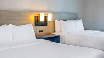 Premium bedding, desk, blackout curtains, iron/ironing board