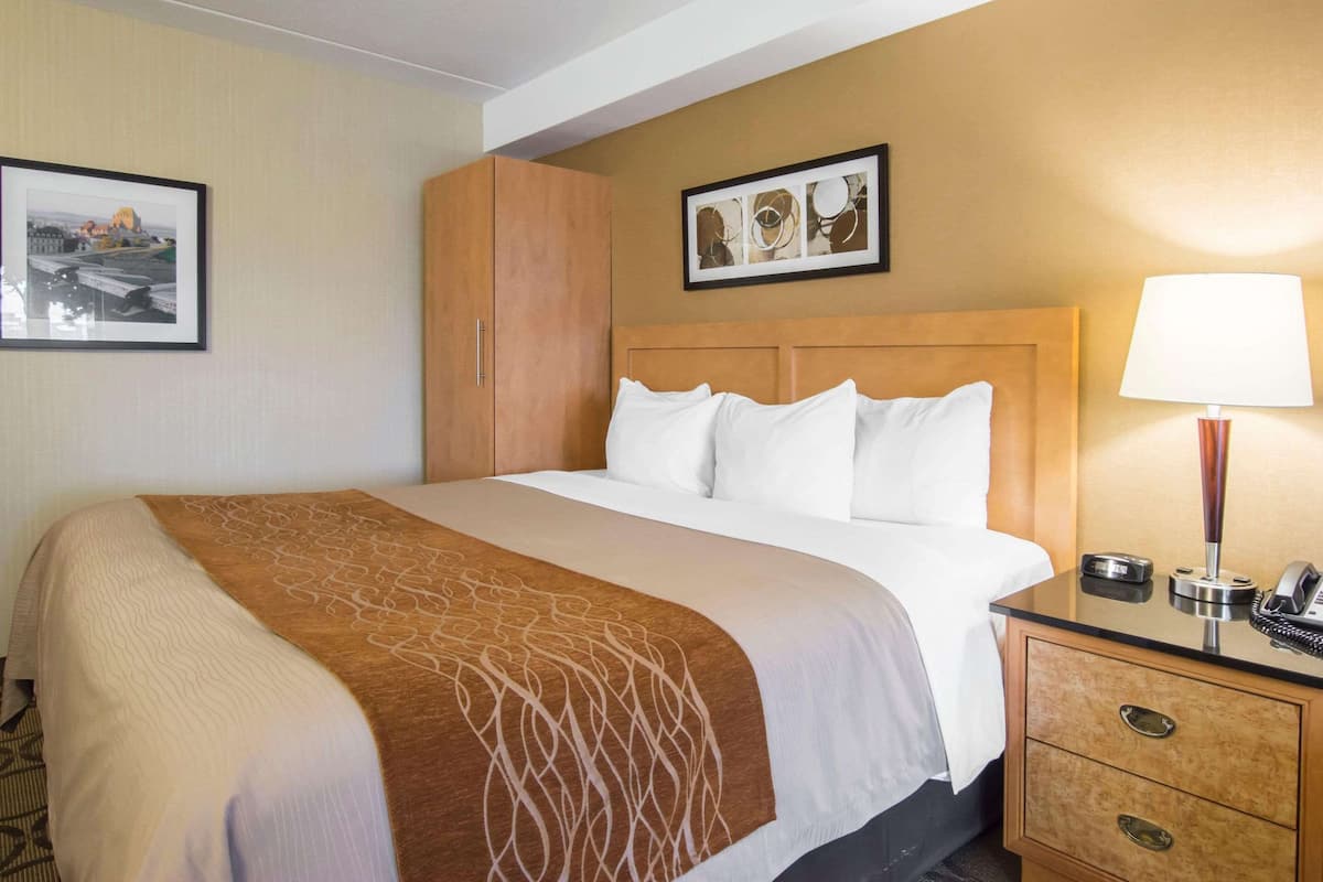 Rom – deluxe, 1 kingsize-seng med sovesofa, kjøleskap og mikrobølgeovn, 1. etasje | Sengetøy av topp kvalitet, skrivebord og blendingsgardiner