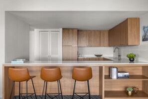 Fridge, coffee/tea maker, dining tables