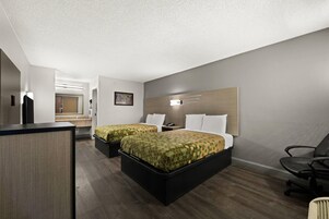 Standard Room, 2 Double Beds, Smoking | Desk, laptop workspace, blackout drapes, iron/ironing board