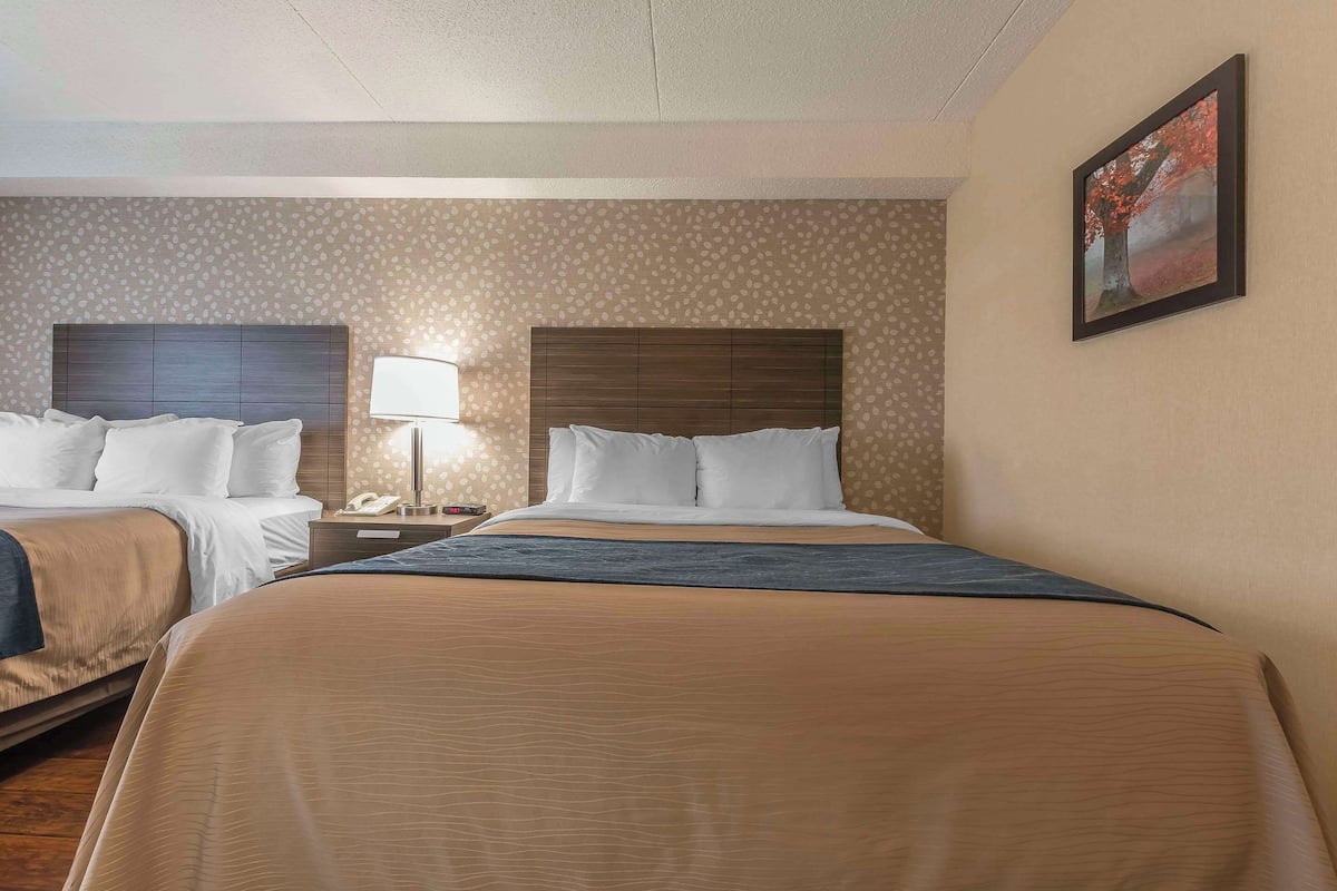 Premium bedding, pillowtop beds, desk, blackout drapes