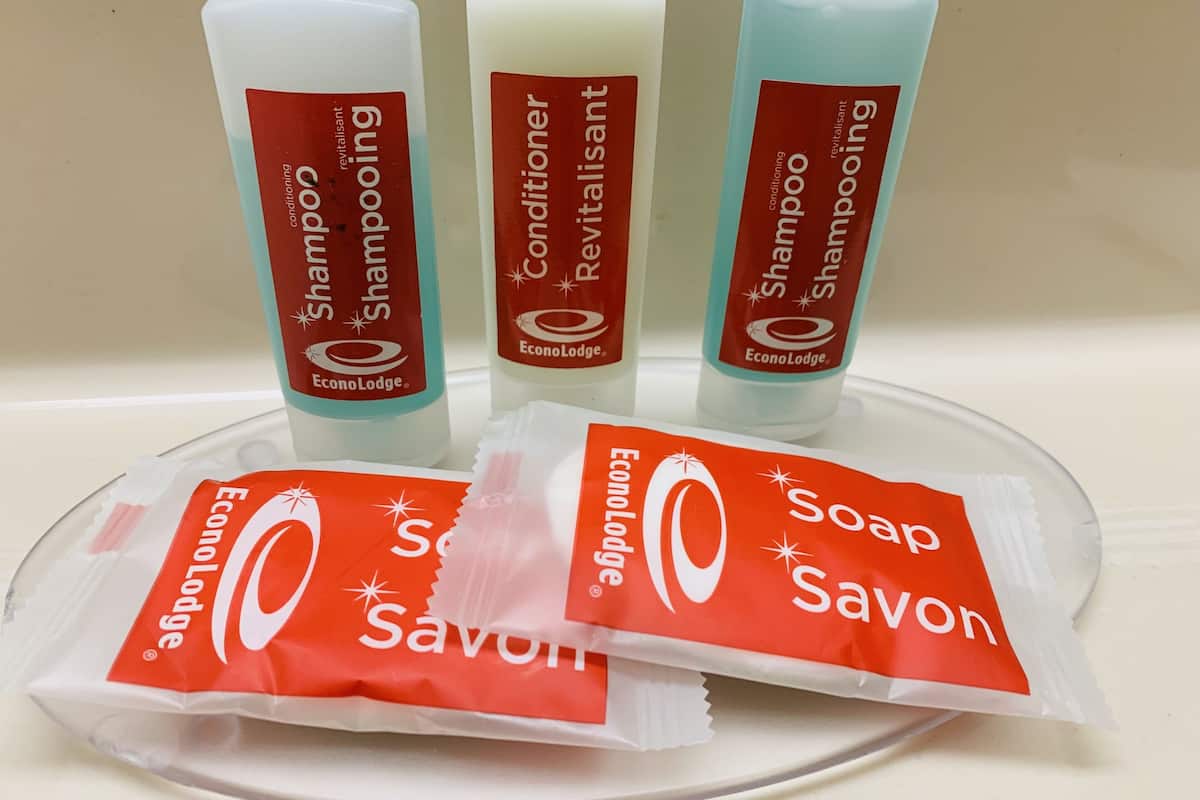 combined shower/bathtub, free toiletries, hair dryer, towels