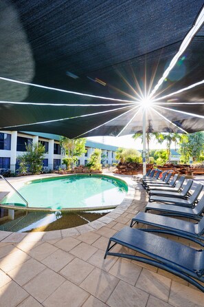 Outdoor pool, pool loungers