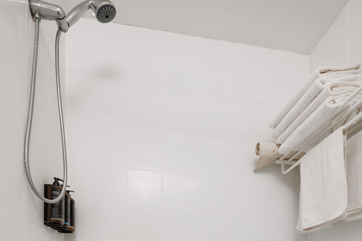 Eco-friendly toiletries, hair dryer, towels