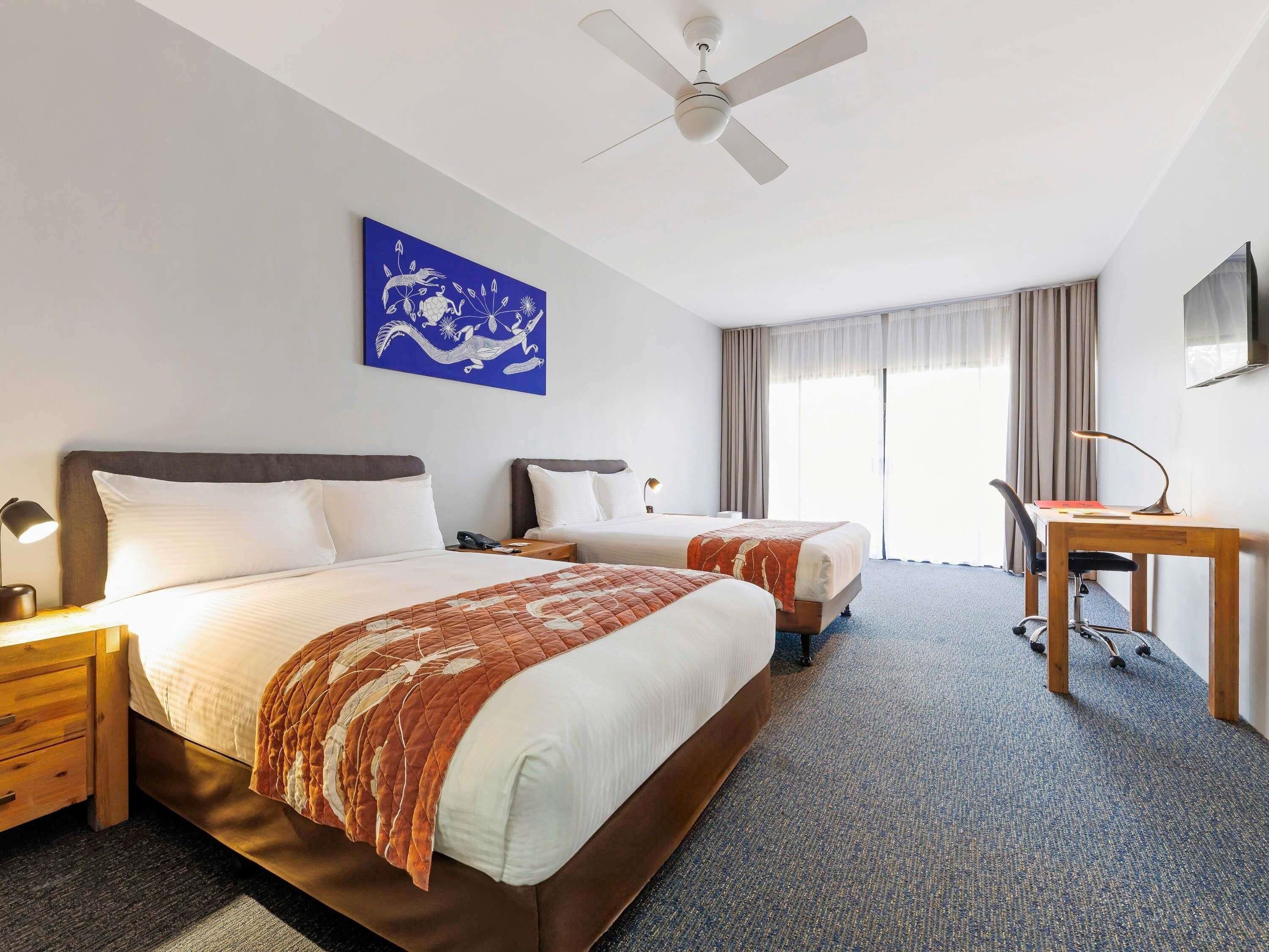 Room, 2 Double Beds, Pool Access | In-room safe, desk, soundproofing, iron/ironing board