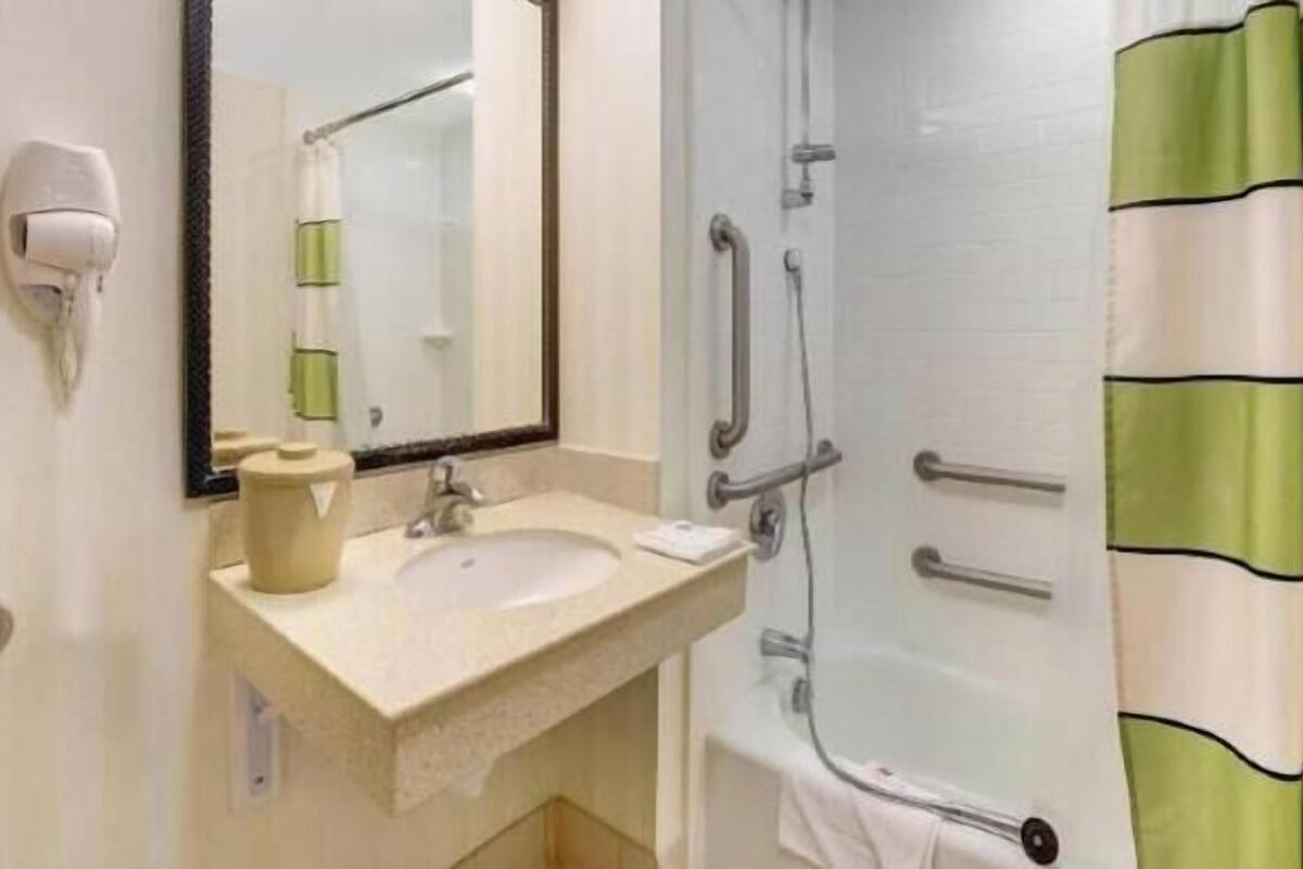 Bathroom | Combined shower/tub, free toiletries, hair dryer, towels
