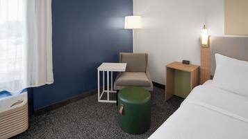 Desk, blackout curtains, iron/ironing board, free cots/infant beds