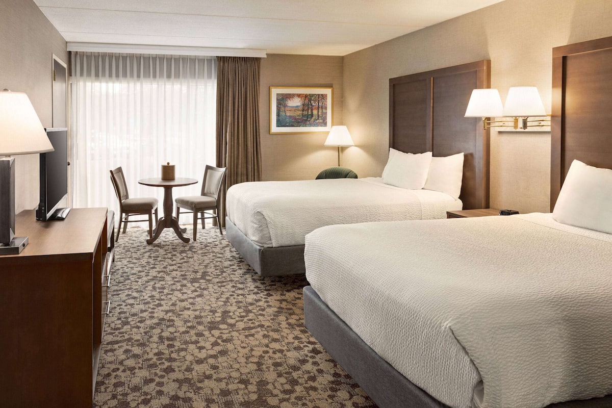 Room, 2 Double Beds, Non Smoking | In-room safe, desk, laptop workspace, blackout curtains