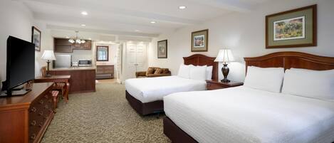 Habitación estándar, 2 camas Queen size, para no fumadores, cocineta (Oversized Room) | 1 habitación, tabla de planchar con plancha, wifi gratis y ropa de cama