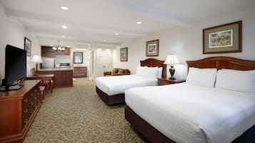 Standard Room, 2 Queen Beds, Non Smoking, Refrigerator & Microwave (Walk-in Shower;Larger Room) | Iron/ironing board, free WiFi, bed sheets
