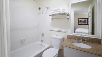 Suite, 1 King Bed, Non Smoking, Refrigerator & Microwave (with Sofabed) | Bathroom | Combined shower/tub, free toiletries, hair dryer, towels