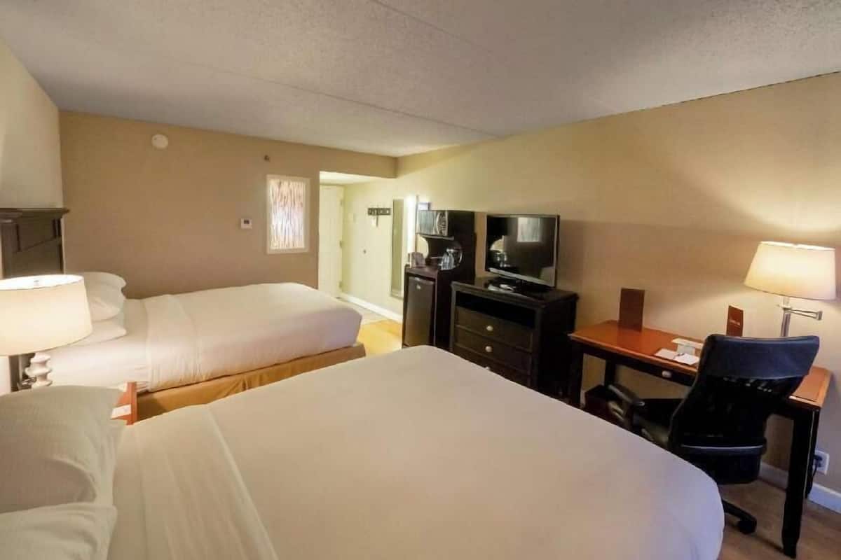 Premium bedding, desk, blackout drapes, iron/ironing board