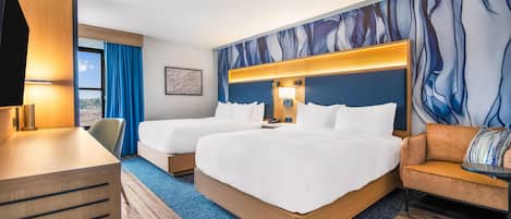 Ropa de cama de alta calidad, escritorio y cortinas blackout