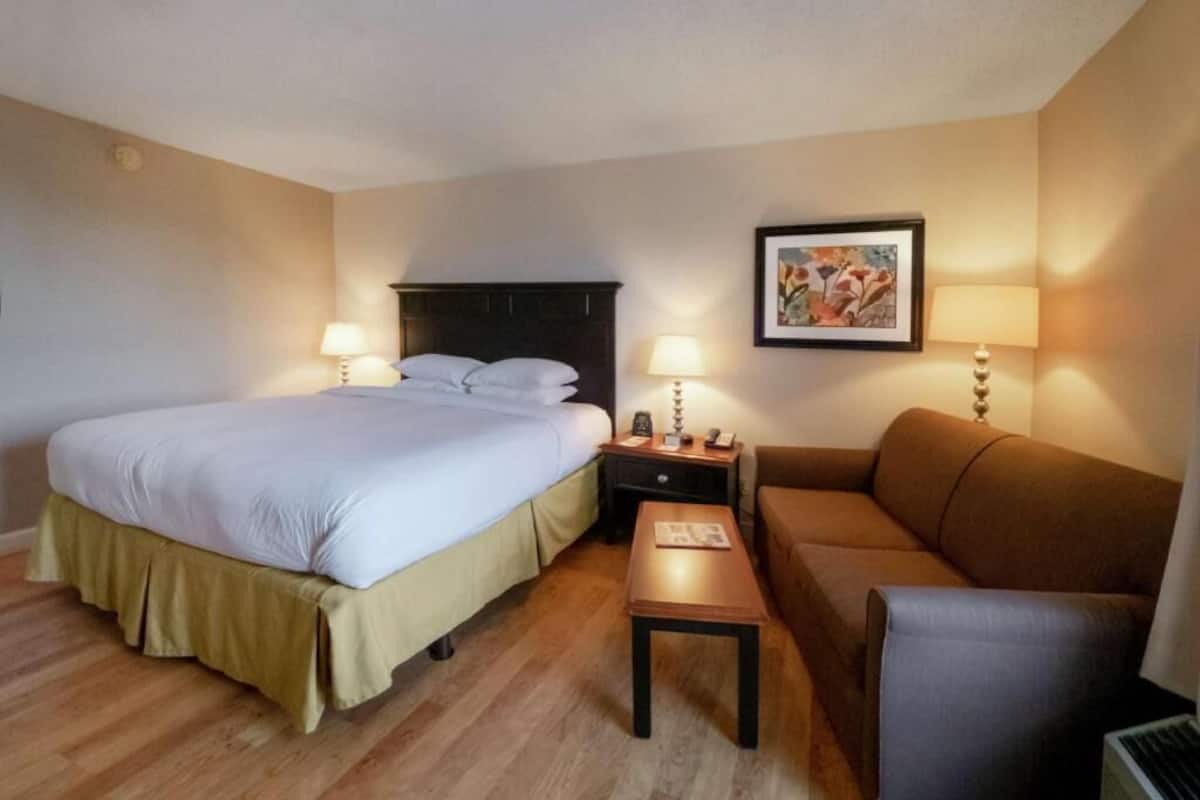 Premium bedding, desk, blackout drapes, iron/ironing board