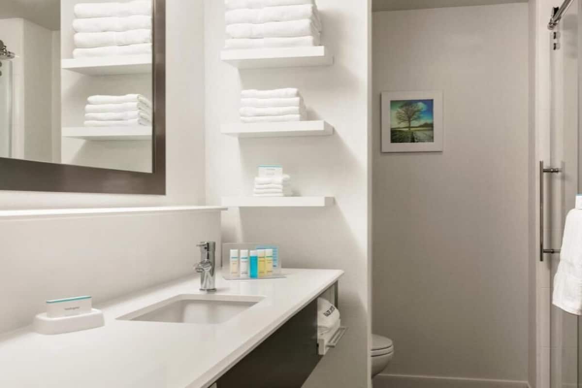 Bathroom | Combined shower/tub, free toiletries, hair dryer, towels