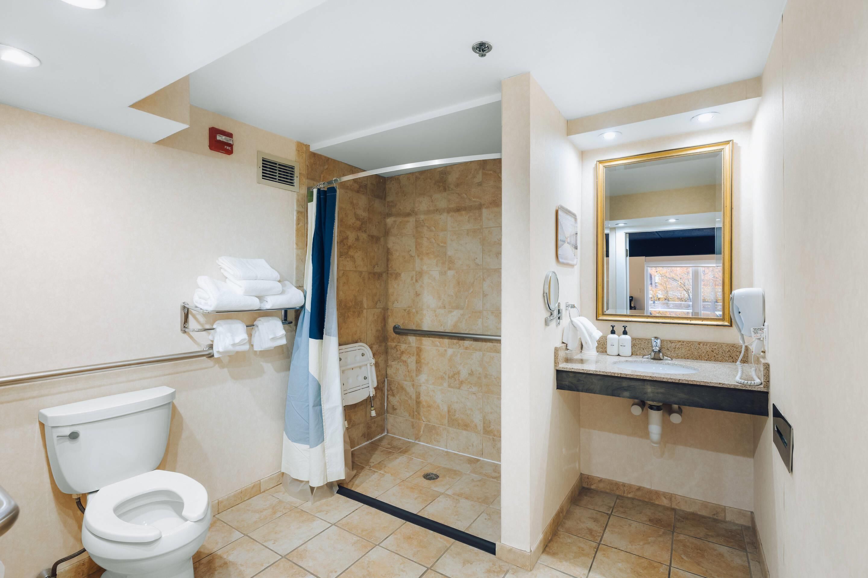 Chambre, 1 très grand lit, accessible aux personnes à mobilité réduite, non-fumeur (Transfer Shower) | Literie hypoallergénique, bureau