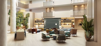 Reception area at Hilton Santa Monica Hotel & Suites