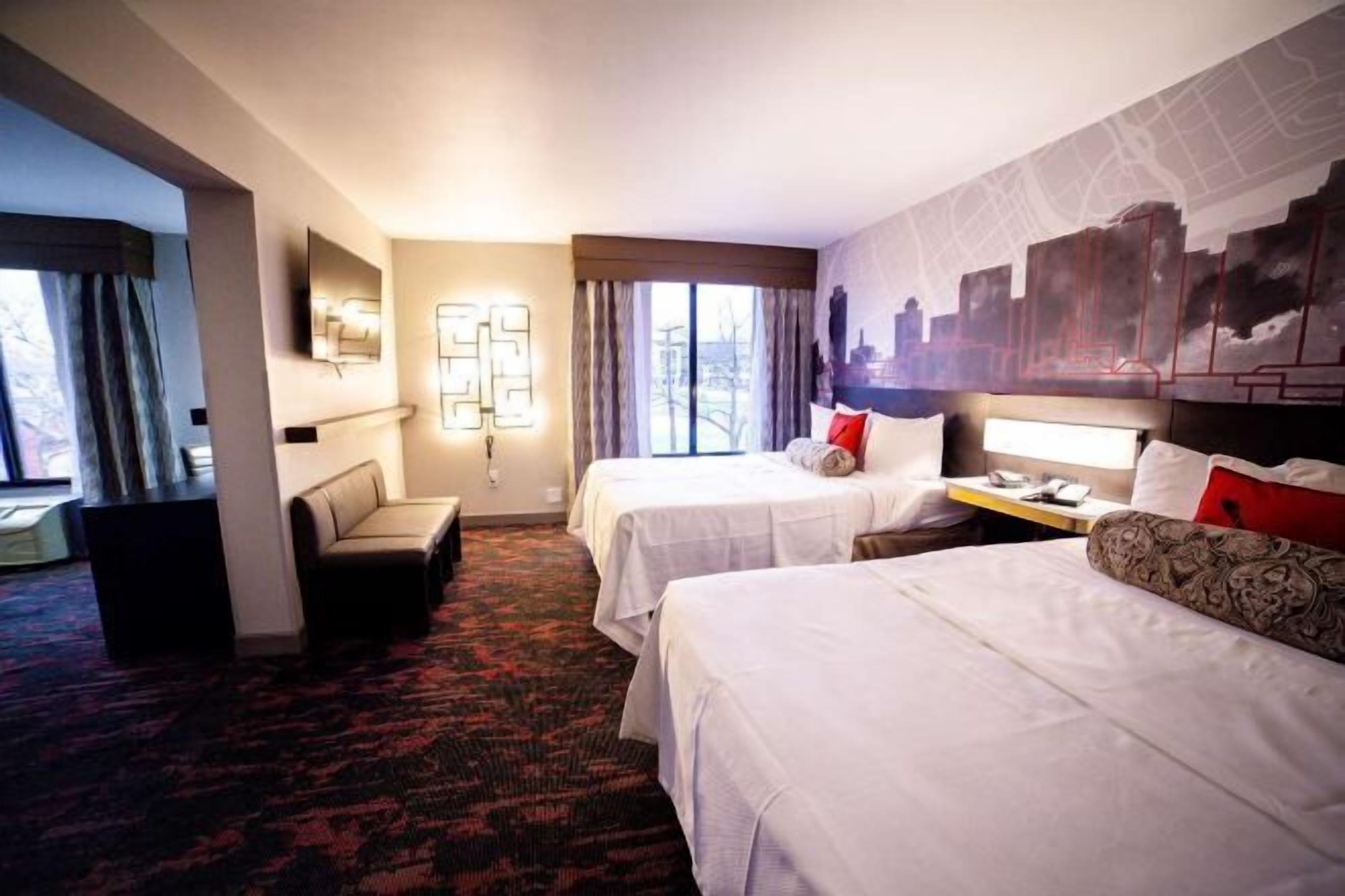 In-room safe, desk, laptop workspace, blackout curtains
