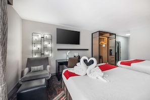 In-room safe, desk, laptop workspace, blackout curtains