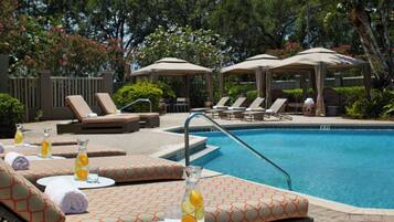 Outdoor pool, open 6:00 AM to 11:00 PM, free cabanas, sun loungers