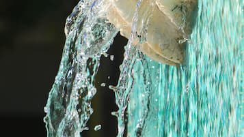 A close-up of water splashing against a textured surface.