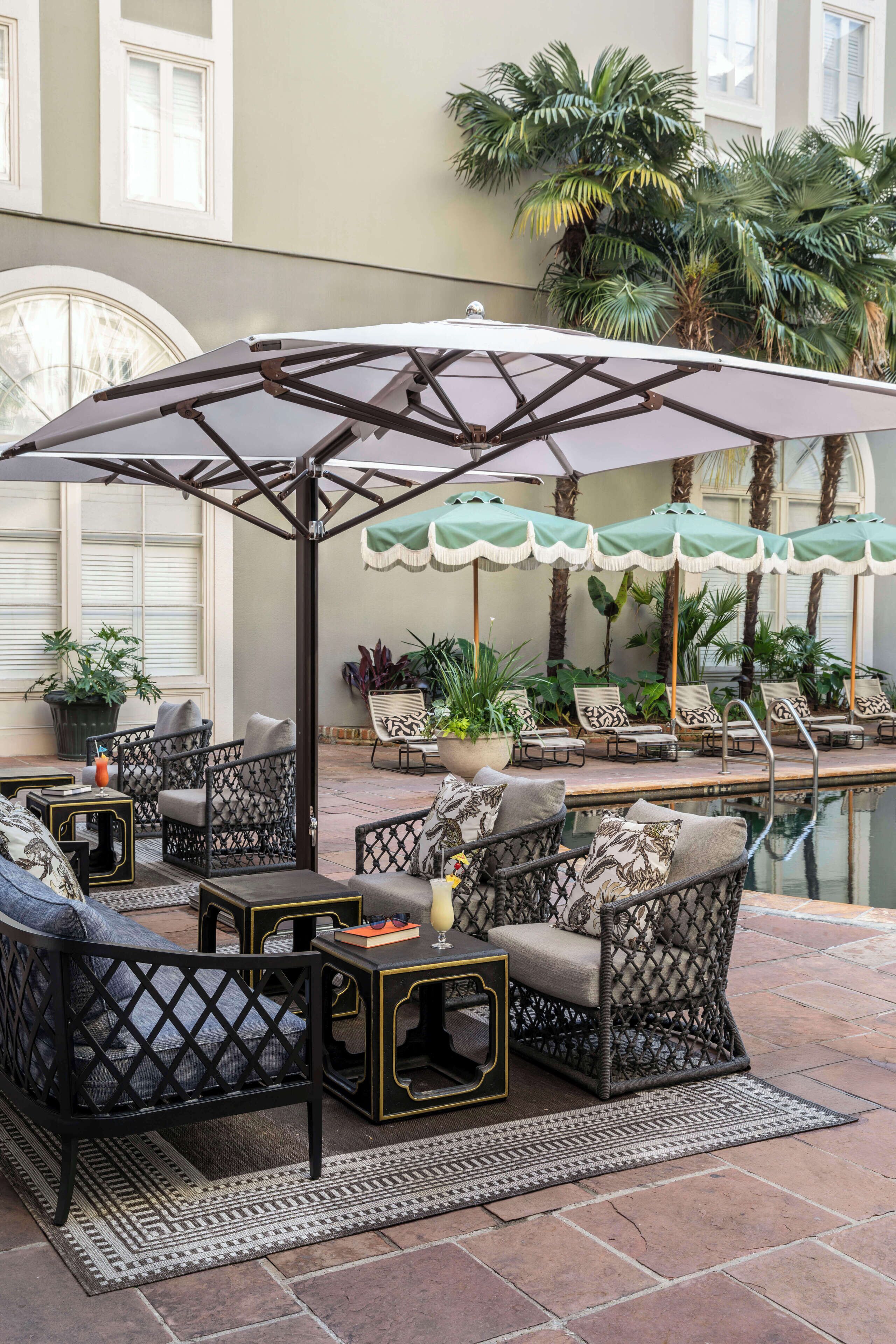 outdoor pool, free pool cabanas, pool umbrellas