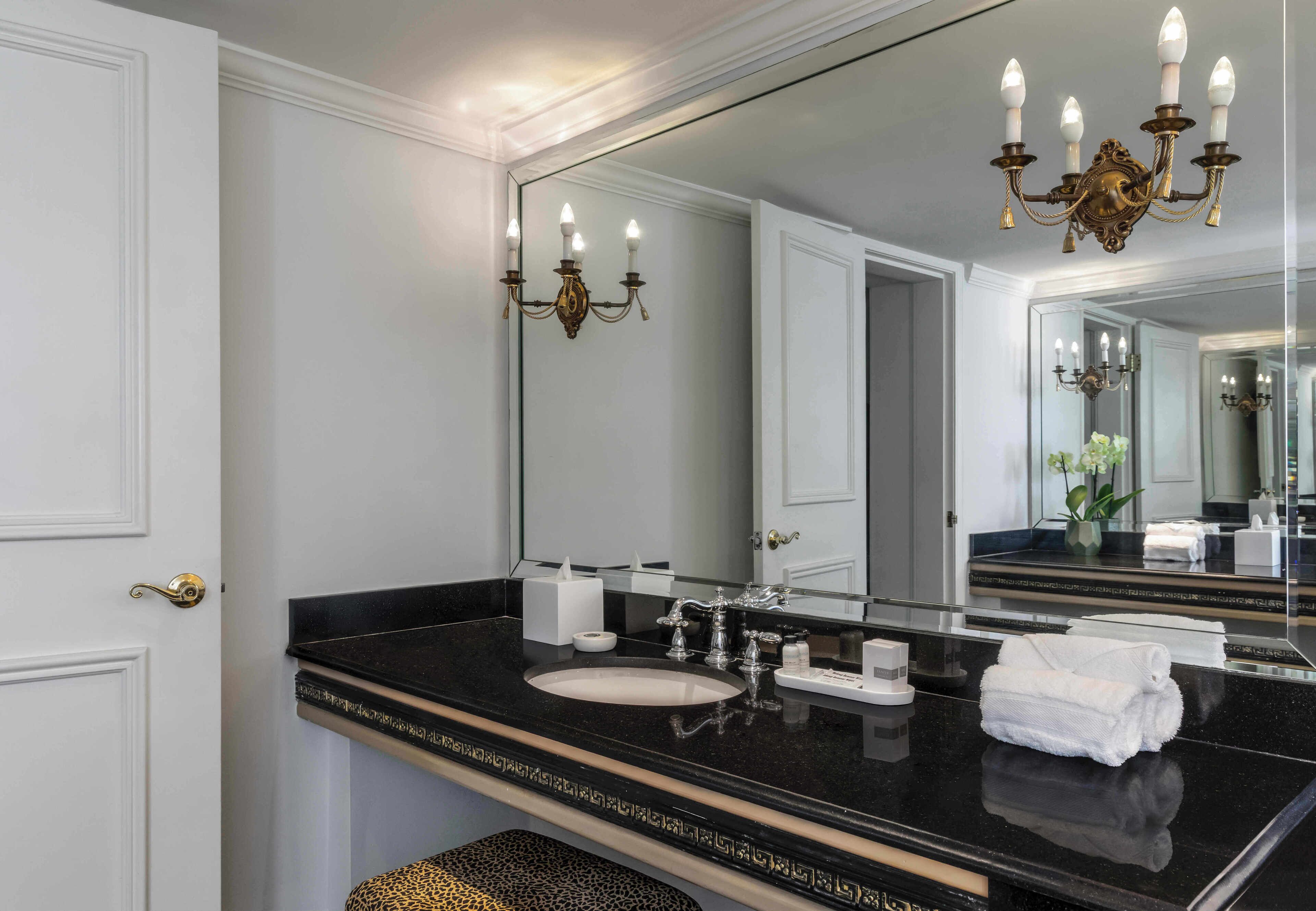 presidential suite, 1 king bed with sofa bed, hot tub, courtyard view (presidential suite) | bathroom | shower, designer toiletries, hair dryer, towels