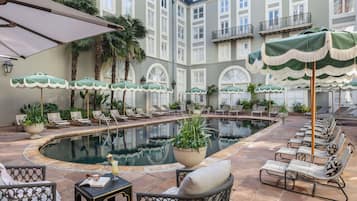 Outdoor pool, free cabanas, pool umbrellas