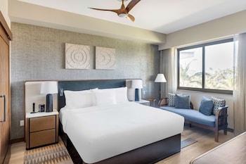 Hotel room view looking out at Hilton Grand Vacations Club Maui Bay Villas