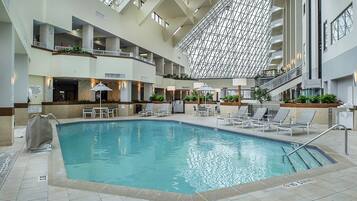 Indoor pool, open 6:00 AM to 9:00 PM, sun loungers