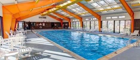 Indoor pool, open 6:00 AM to 9:00 PM, sun loungers