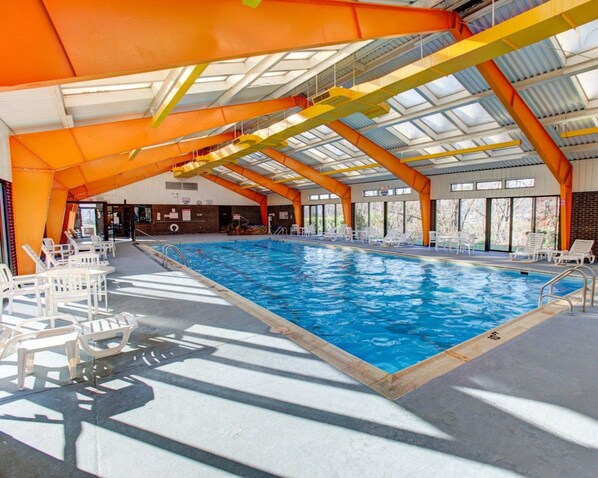 Indoor pool, open 6:00 AM to 9:00 PM, pool loungers