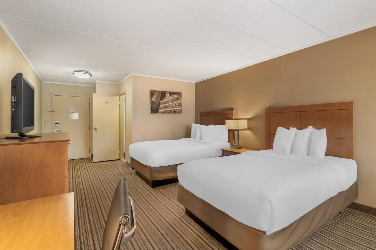Standard Room, 2 Double Beds, Non Smoking, Refrigerator & Microwave | Desk, laptop workspace, blackout drapes, soundproofing