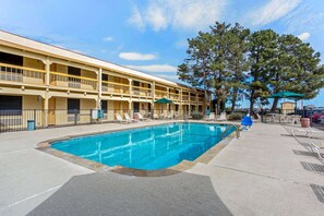 Outdoor pool, sun loungers