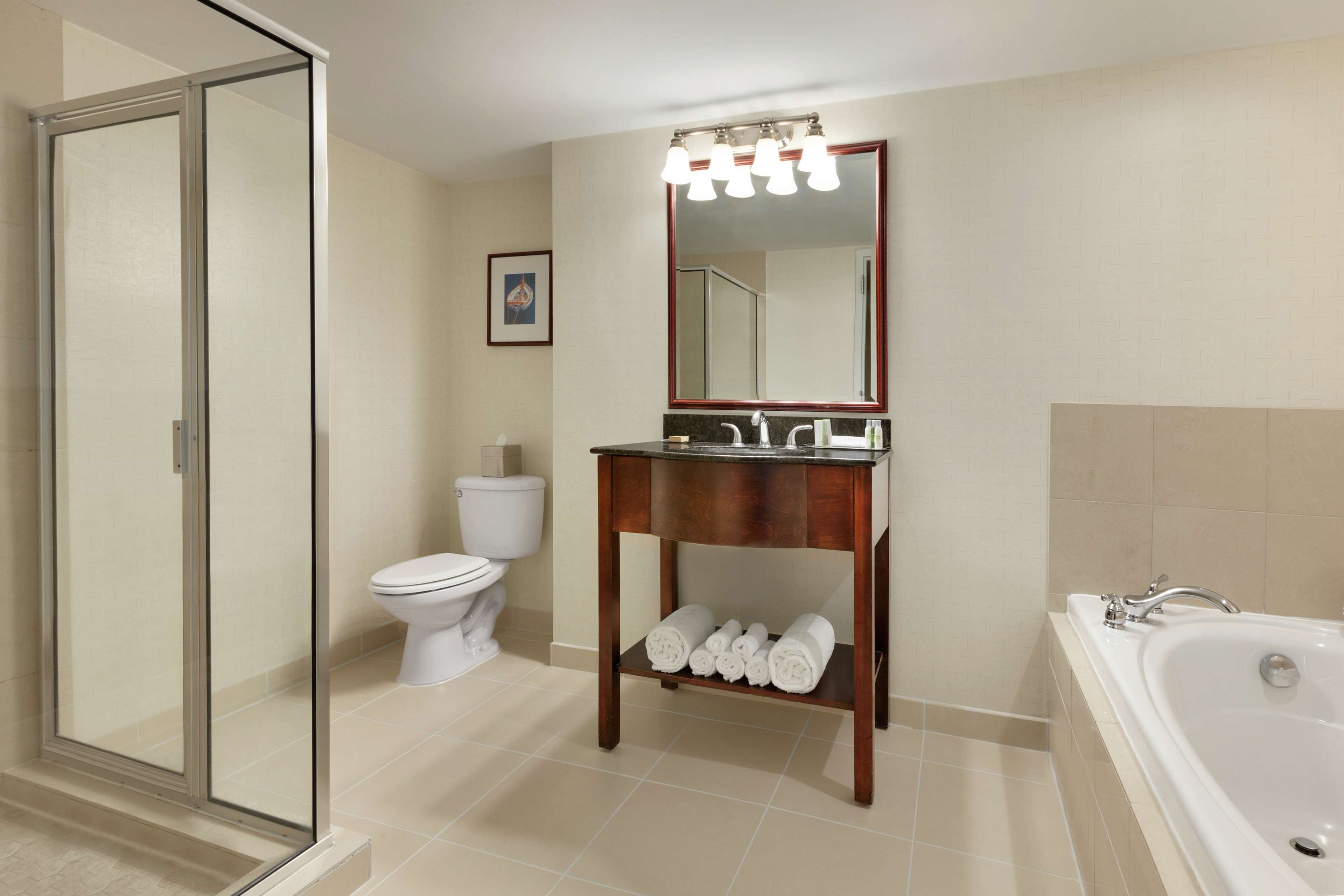 junior suite, 1 king bed, non smoking | bathroom | eco-friendly toiletries, hair dryer, towels, soap