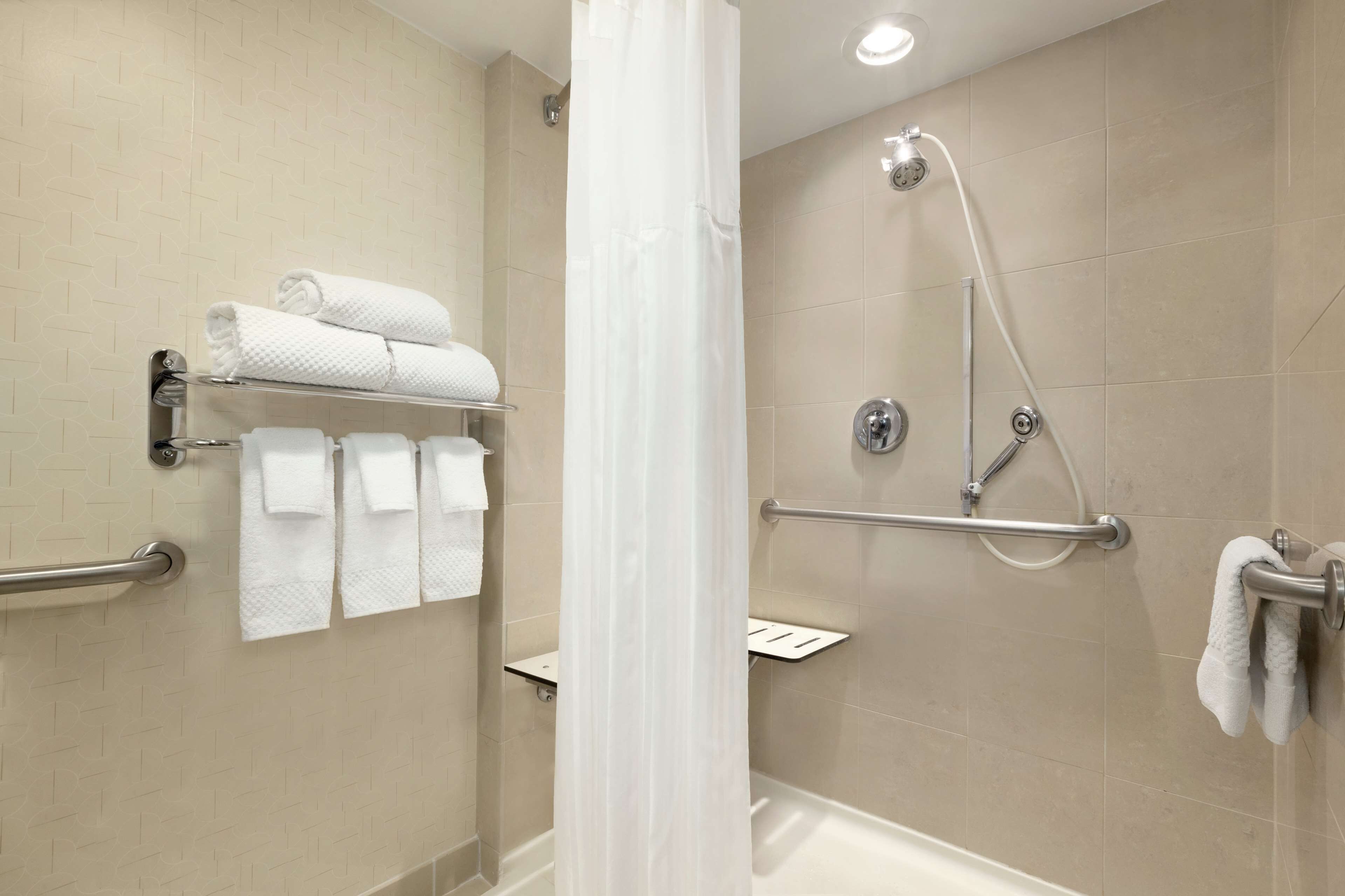 junior suite, 1 king bed, accessible, non smoking | bathroom shower