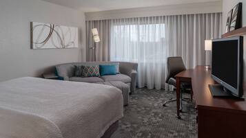 Hypo-allergenic bedding, desk, laptop workspace, iron/ironing board