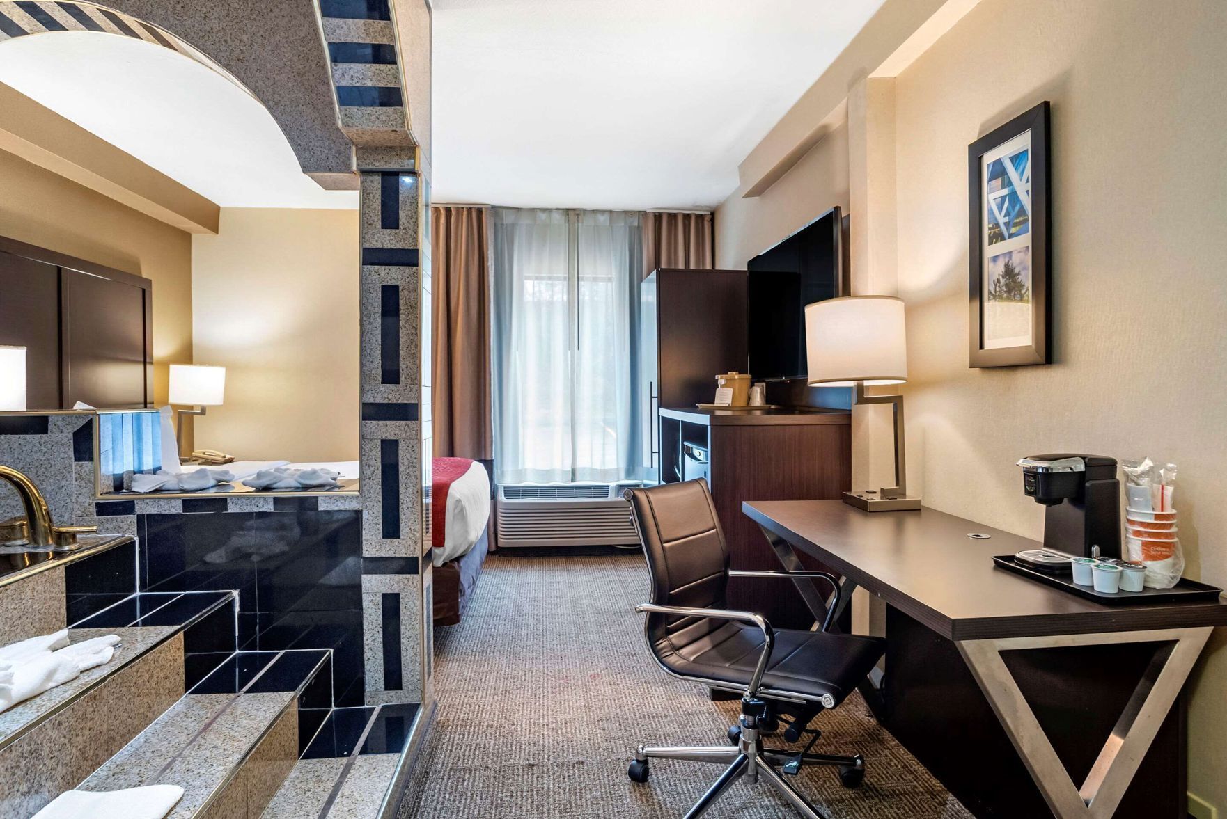 Pillowtop beds, in-room safe, desk, laptop workspace