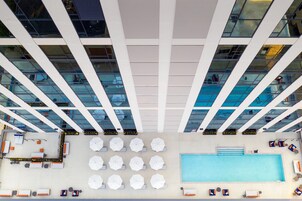 Outdoor pool, open 8:00 AM to 8:00 PM, pool umbrellas, sun loungers